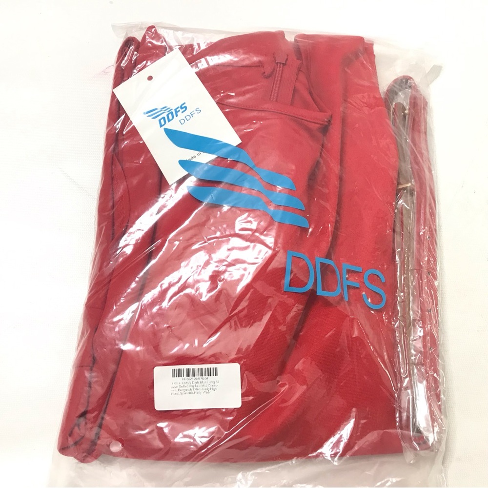 METAMORPHOSIS Girl Women’s Red Dress Size L Pleated Sleeve Work Career